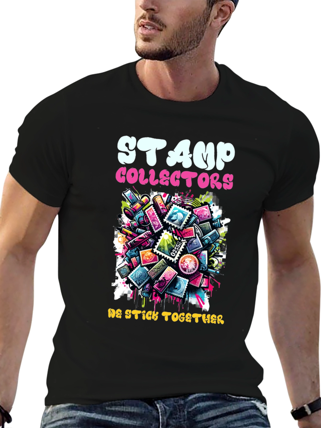 Stamp Collectors Graphic T-Shirt - We Stick Together!