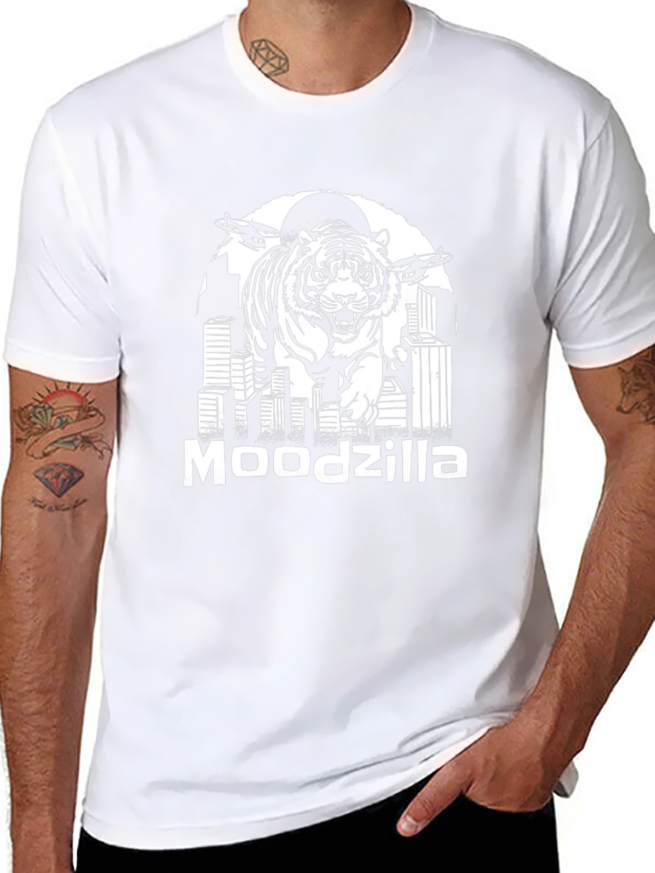 Moodzilla Tiger Graphic Black T-Shirt