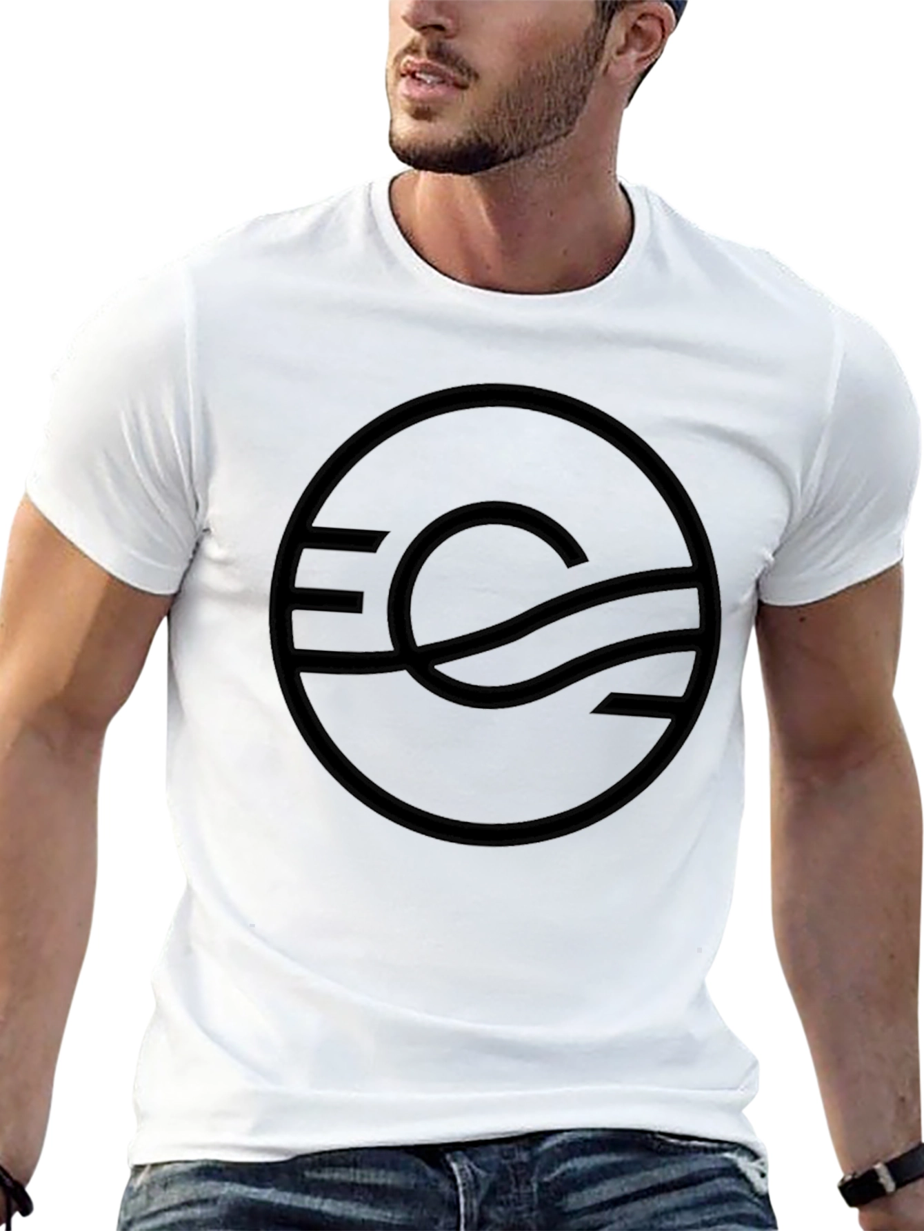 Stylish Black T-Shirt with Abstract Circle Graphic