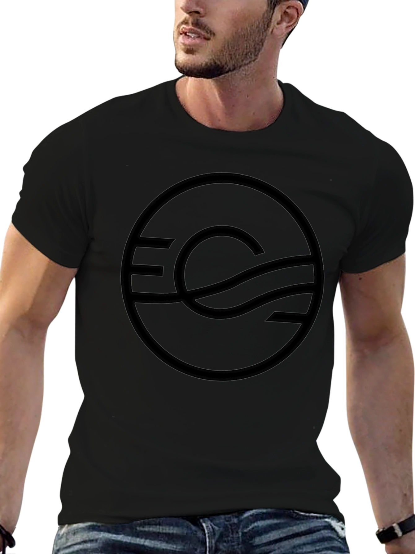 Stylish Black T-Shirt with Abstract Circle Graphic