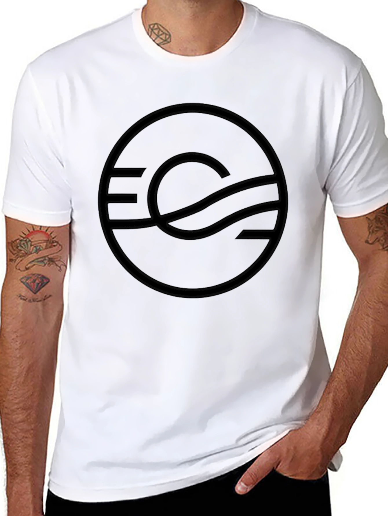 Stylish Black T-Shirt with Abstract Circle Graphic