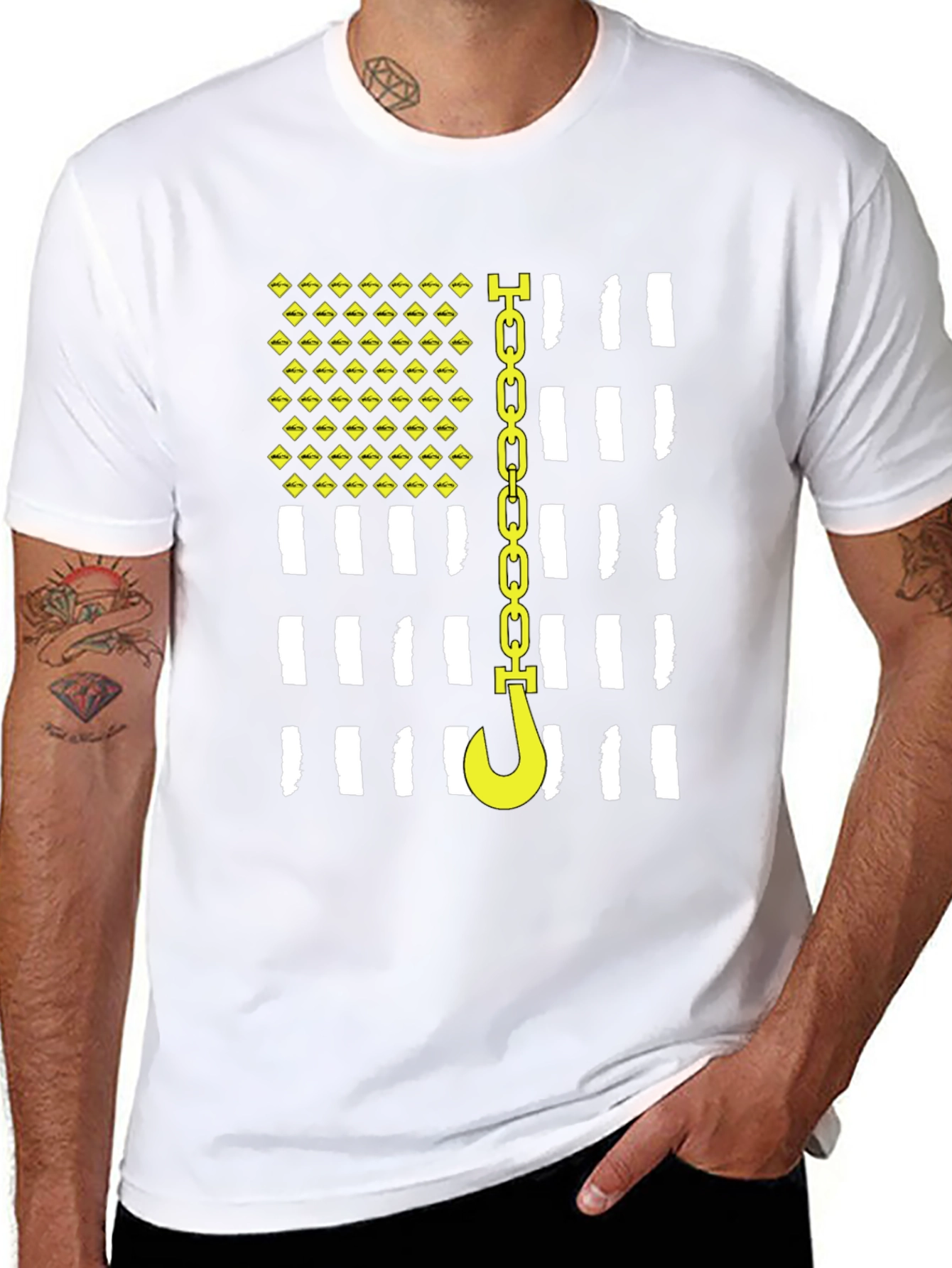 Tow Truck Driver American Flag T-Shirt
