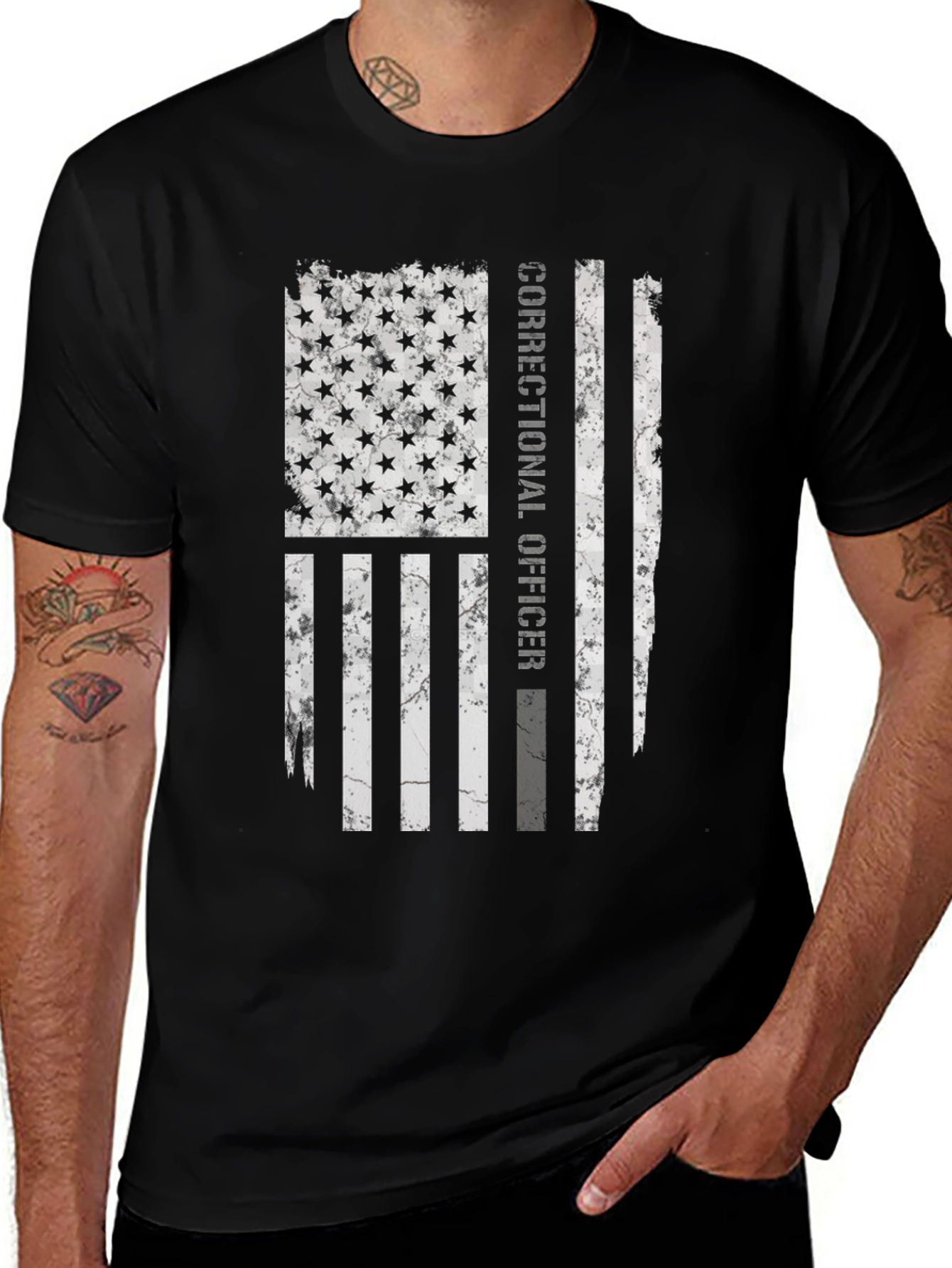 Correctional Officer Flag Graphic T-Shirt