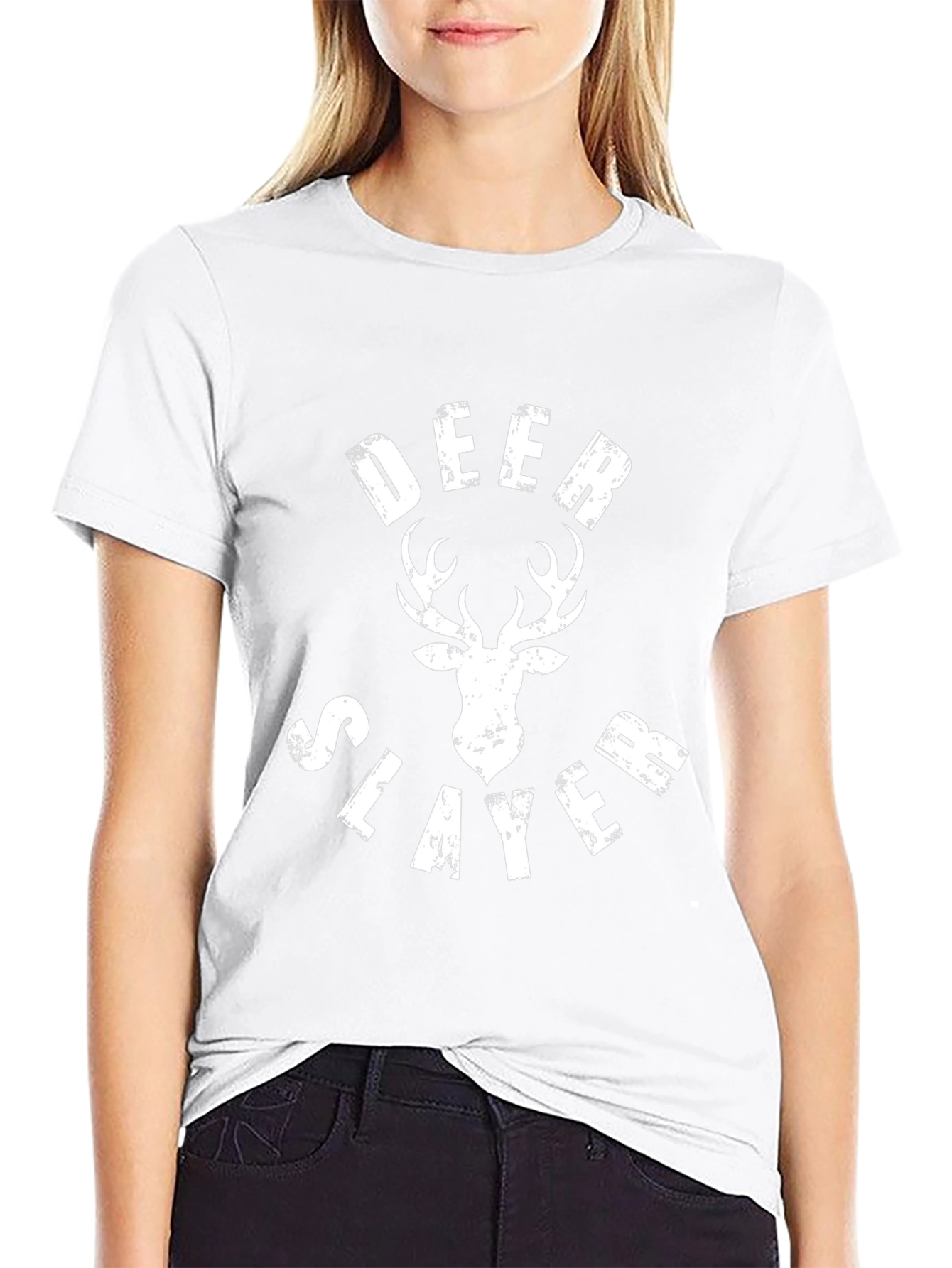 Deer Slayer Graphic Tee - Black Cotton T-Shirt