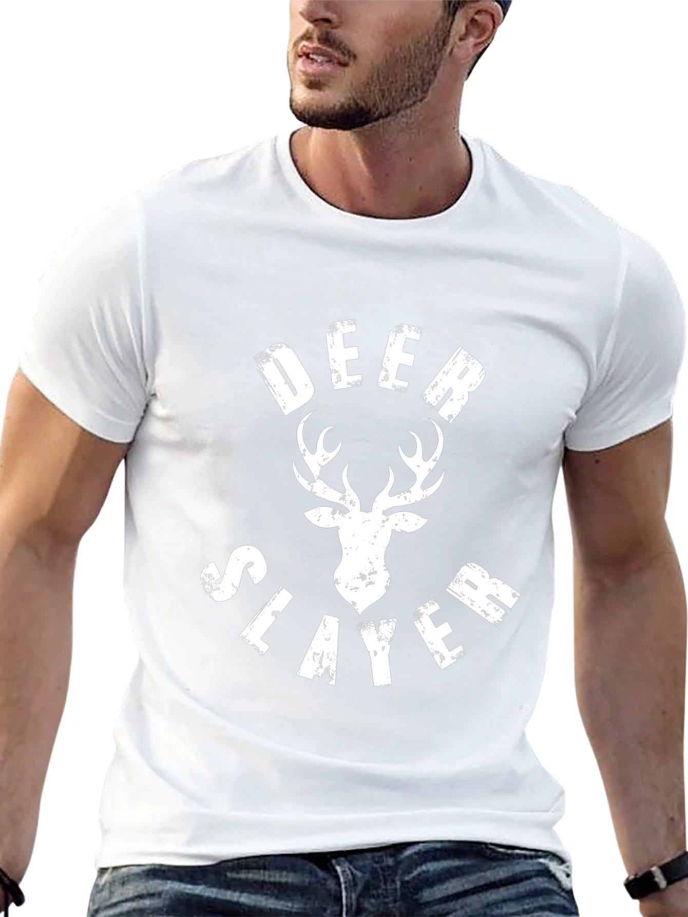 Deer Slayer Graphic Tee - Black Cotton T-Shirt