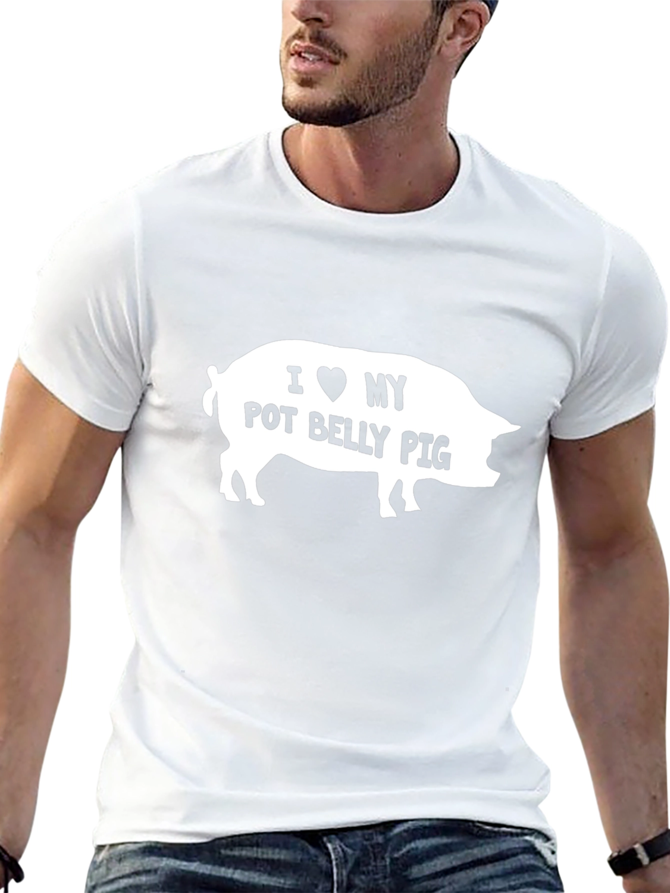 I Love My Pot Belly Pig Black Graphic T-Shirt