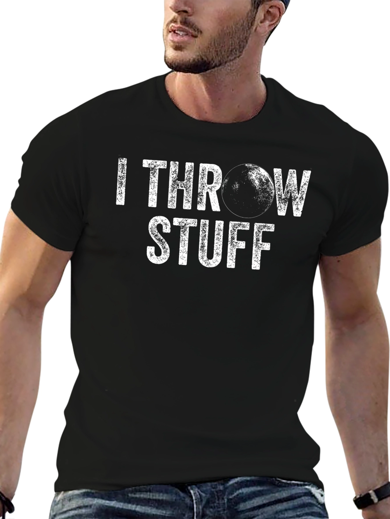 I Throw Stuff Black T-Shirt