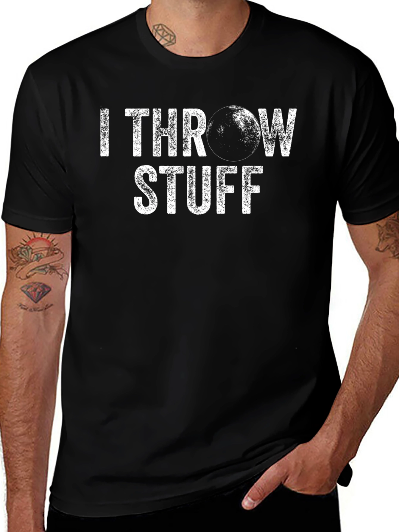 I Throw Stuff Black T-Shirt