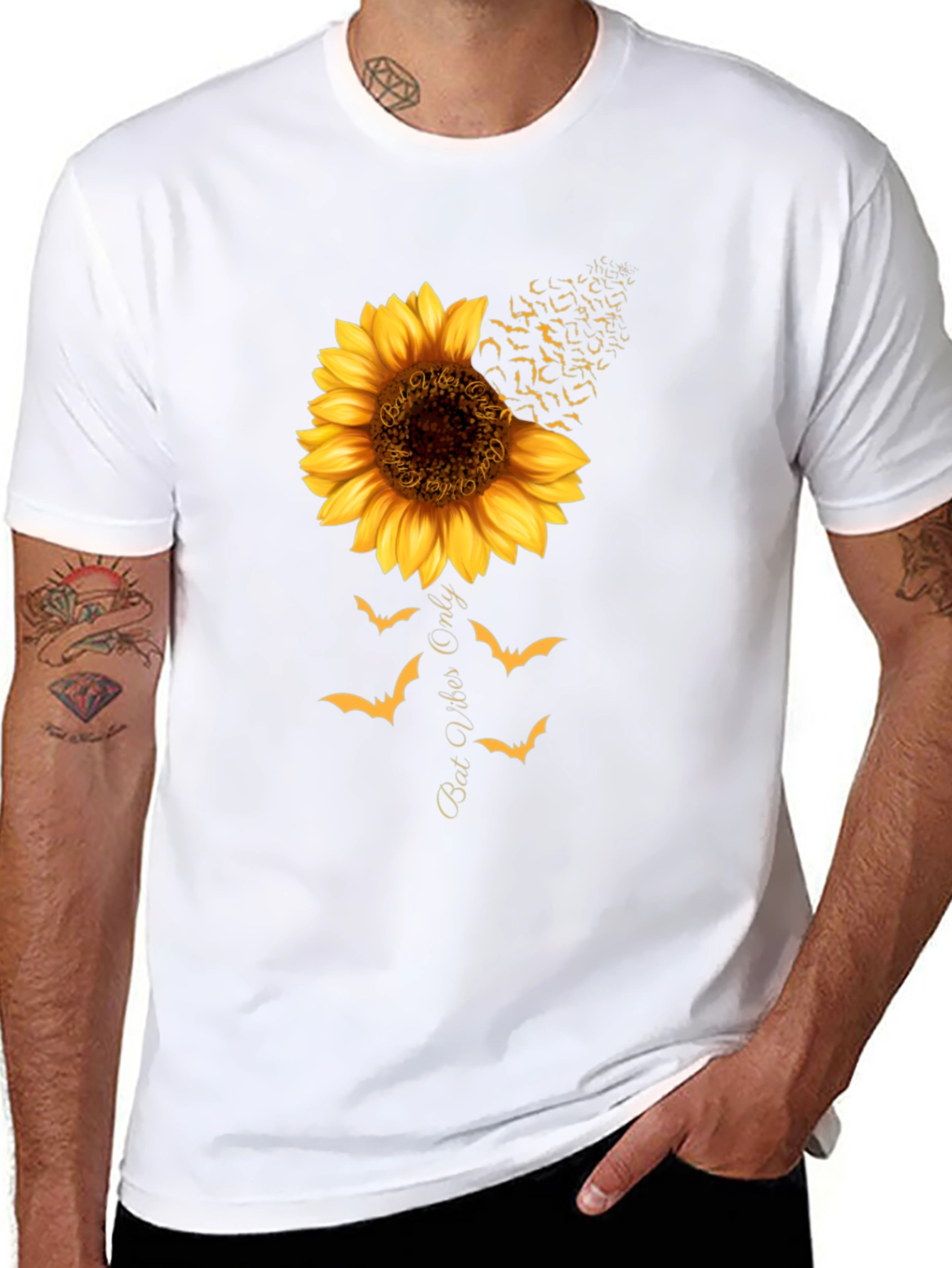 Bat Vibes Only Sunflower Graphic Tee