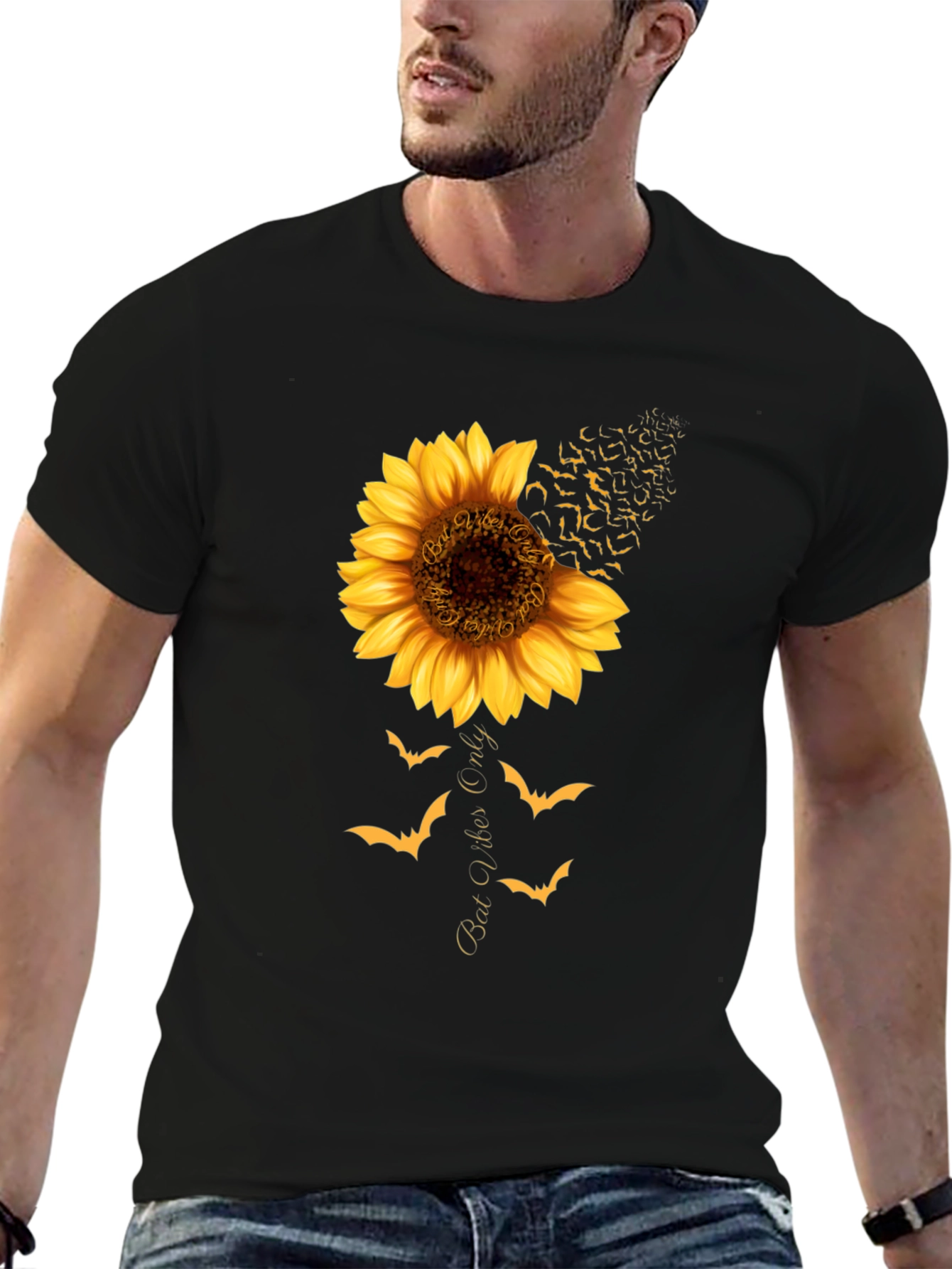 Bat Vibes Only Sunflower Graphic Tee