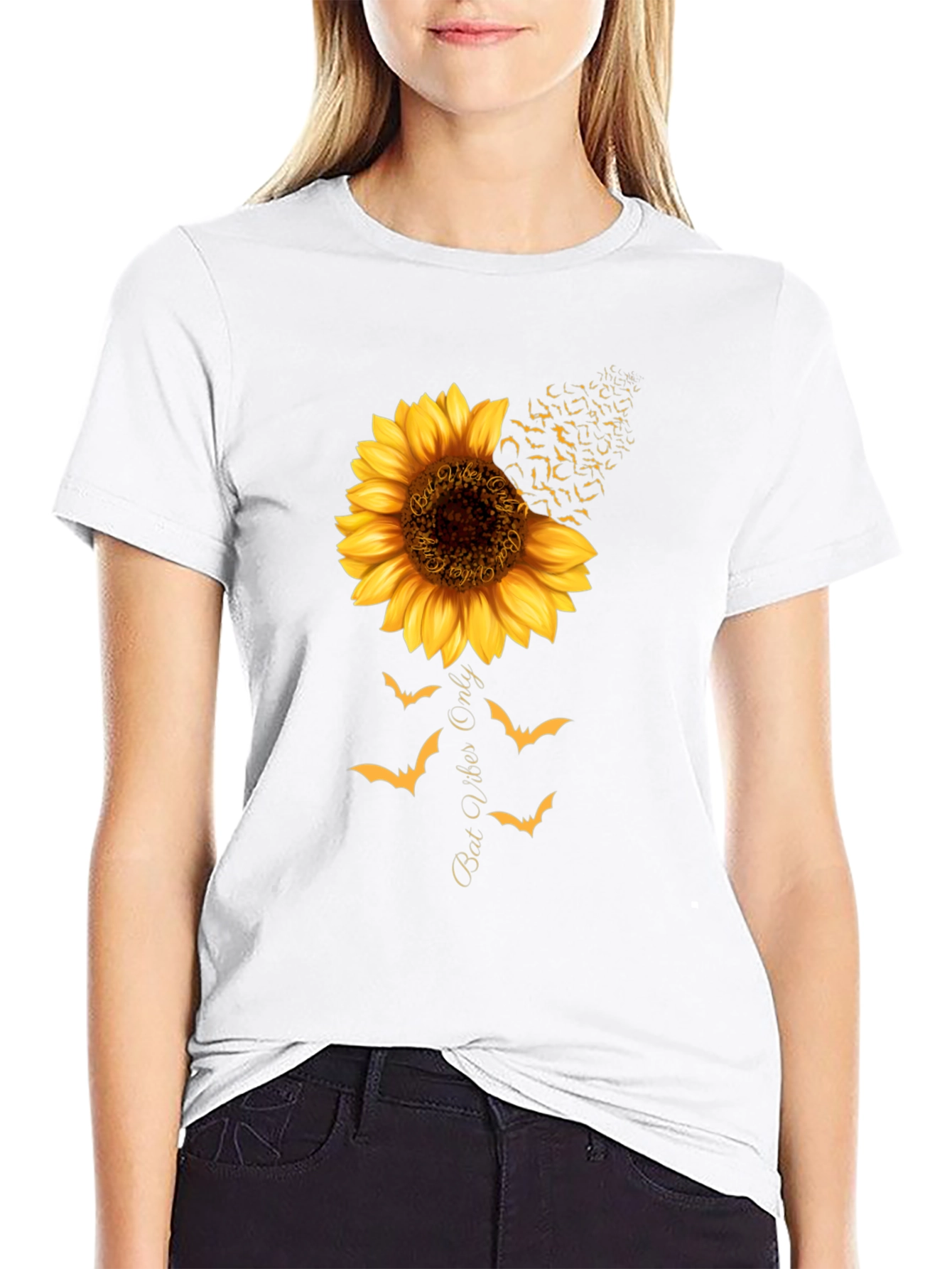 Bat Vibes Only Sunflower Graphic Tee