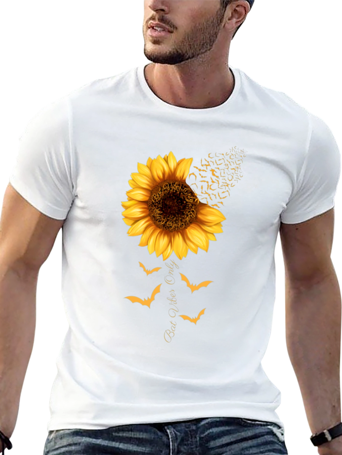 Bat Vibes Only Sunflower Graphic Tee