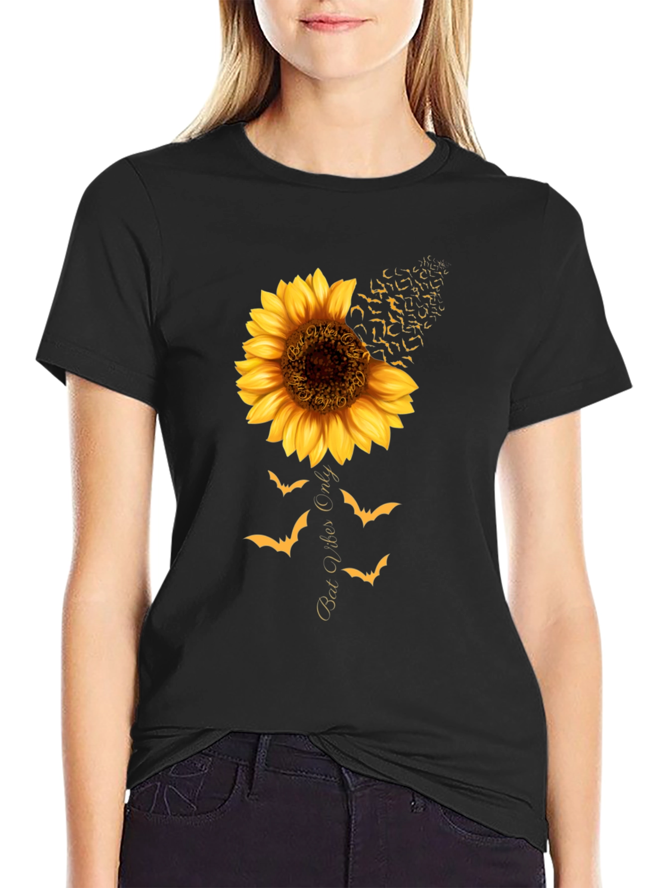 Bat Vibes Only Sunflower Graphic Tee