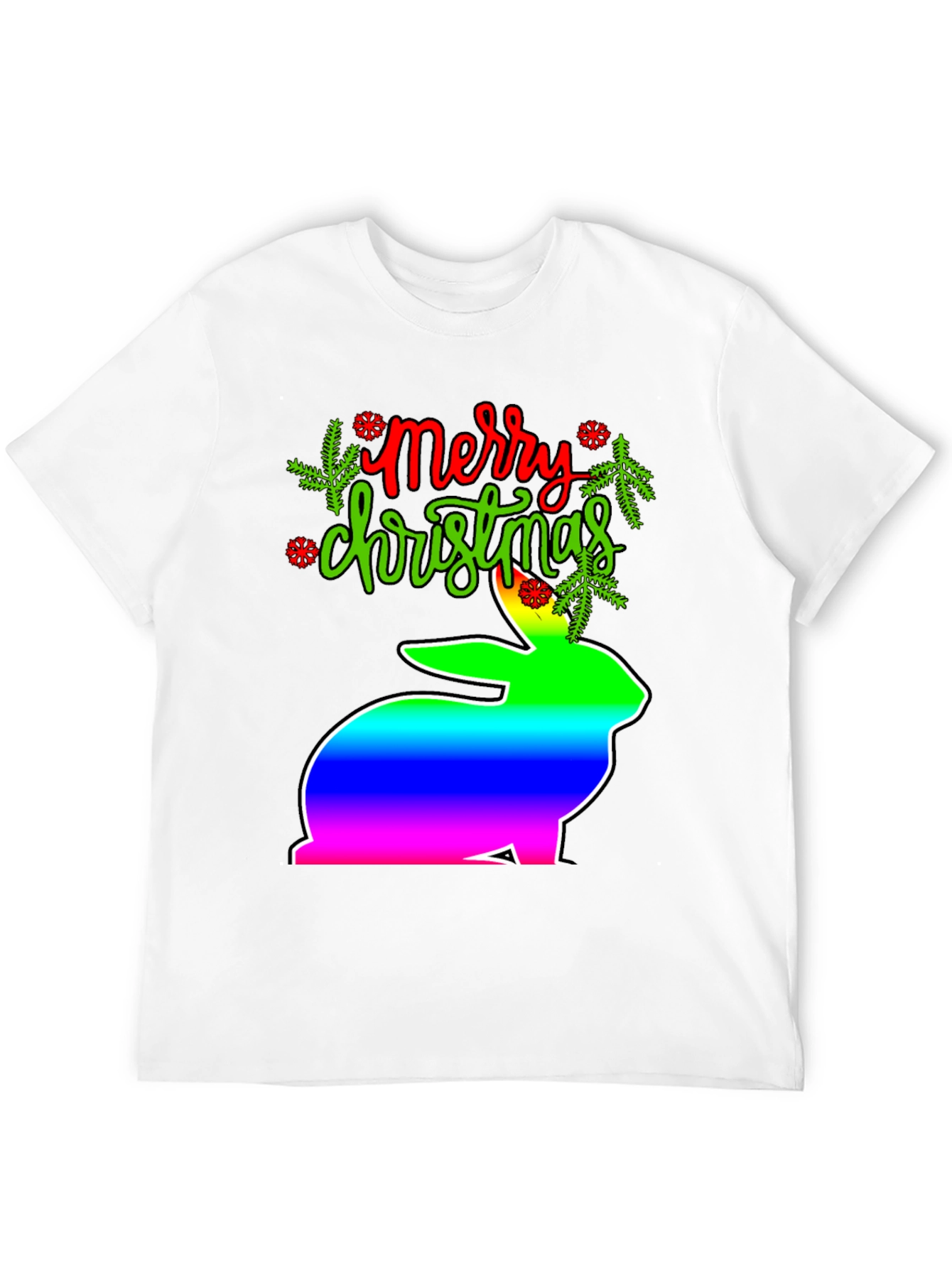 Merry Christmas Rainbow Bunny T-Shirt
