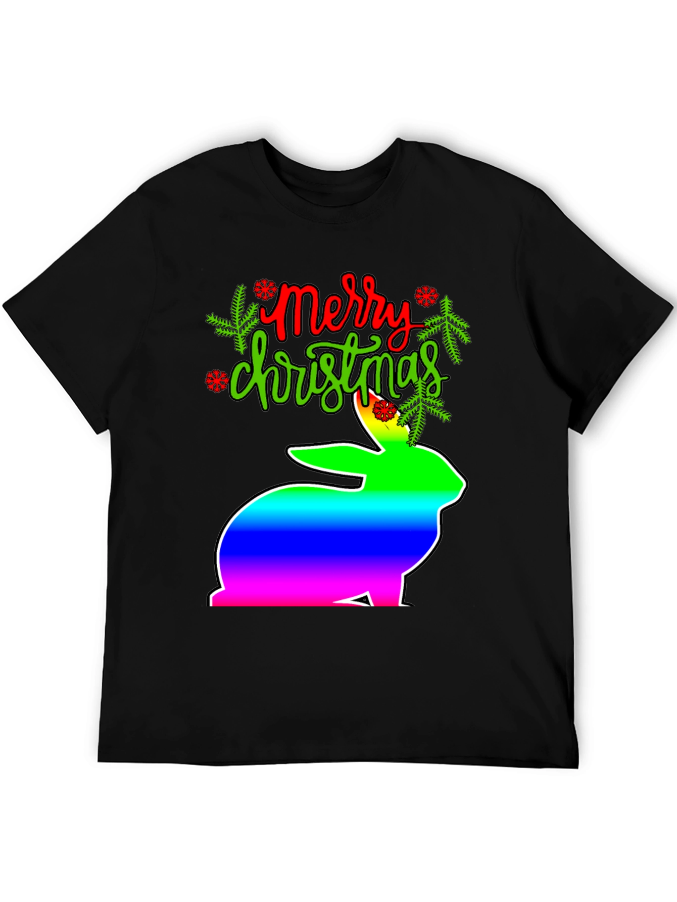 Merry Christmas Rainbow Bunny T-Shirt