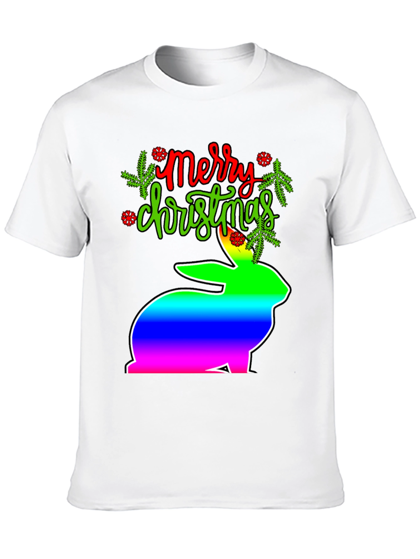Merry Christmas Rainbow Bunny T-Shirt