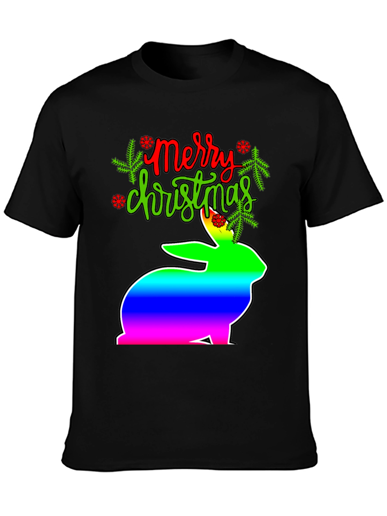 Merry Christmas Rainbow Bunny T-Shirt