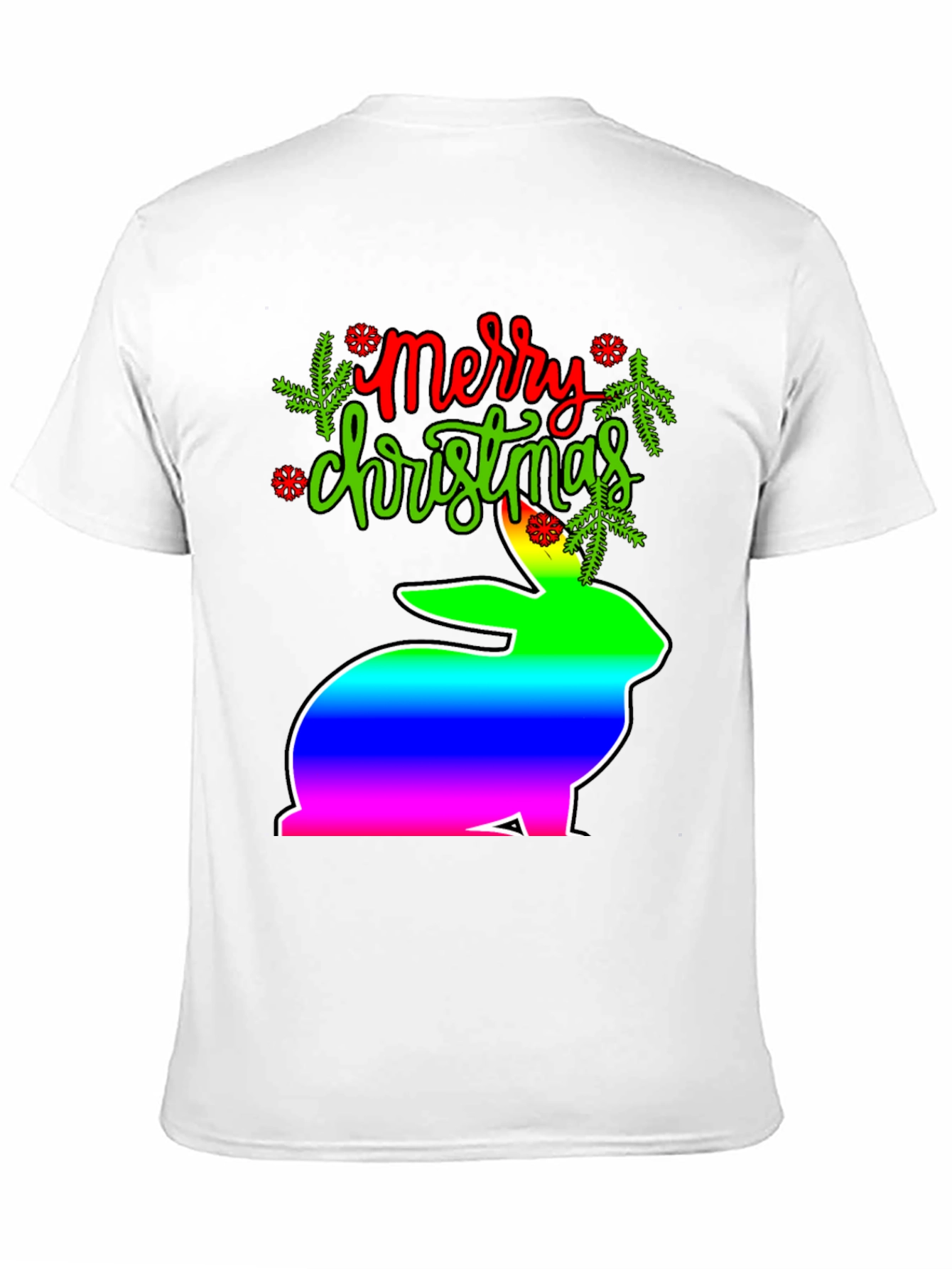 Merry Christmas Rainbow Bunny T-Shirt