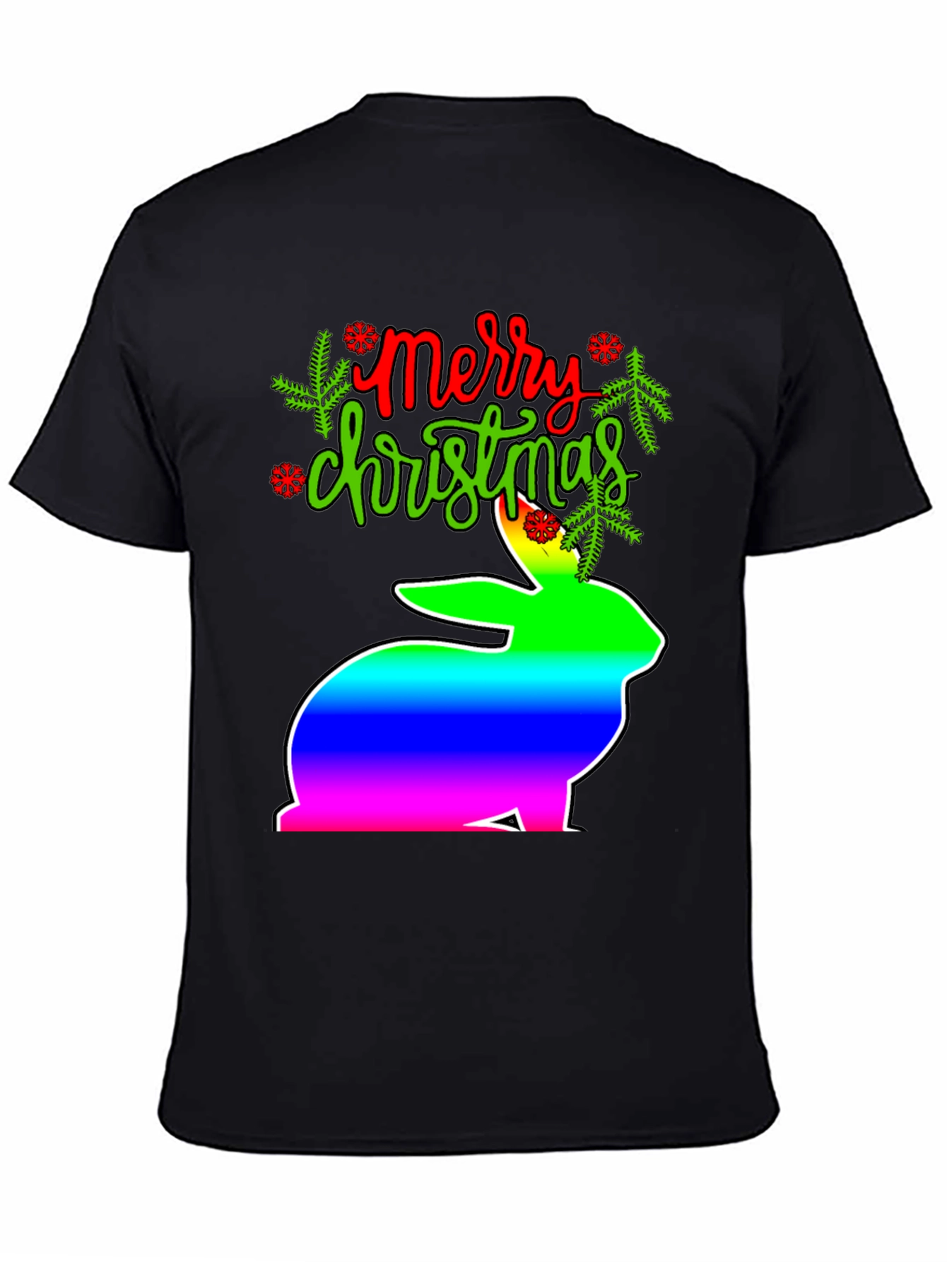 Merry Christmas Rainbow Bunny T-Shirt