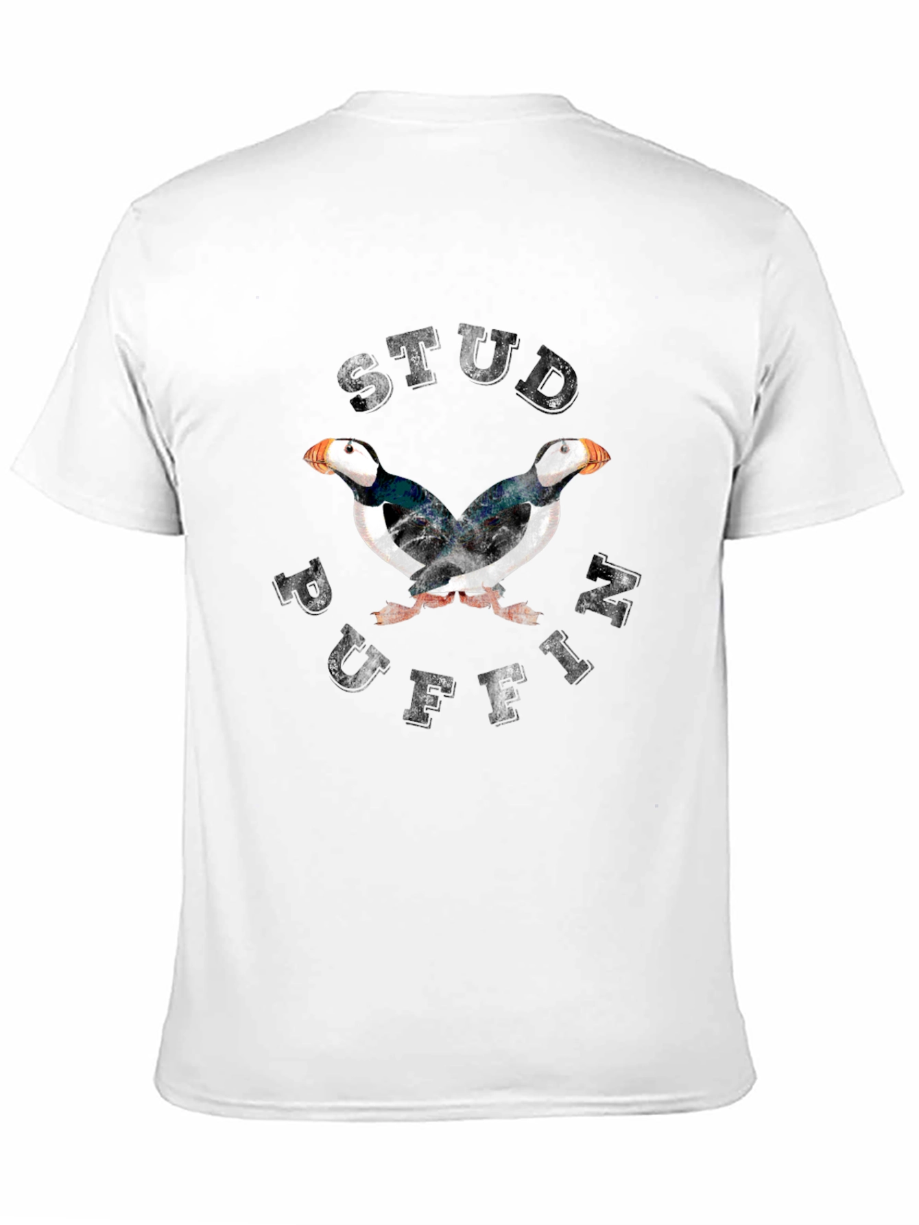 Stud Puffin Graphic Tee - Black Cotton Shirt