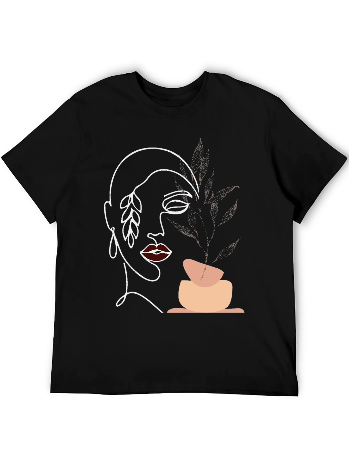 Abstract Face Graphic Print Black T-Shirt