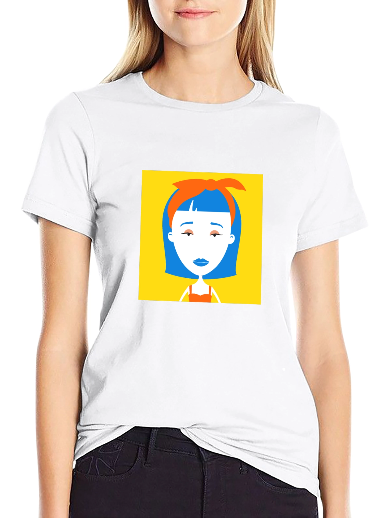 Retro Pop Art Graphic Tee - Black Cotton Blend