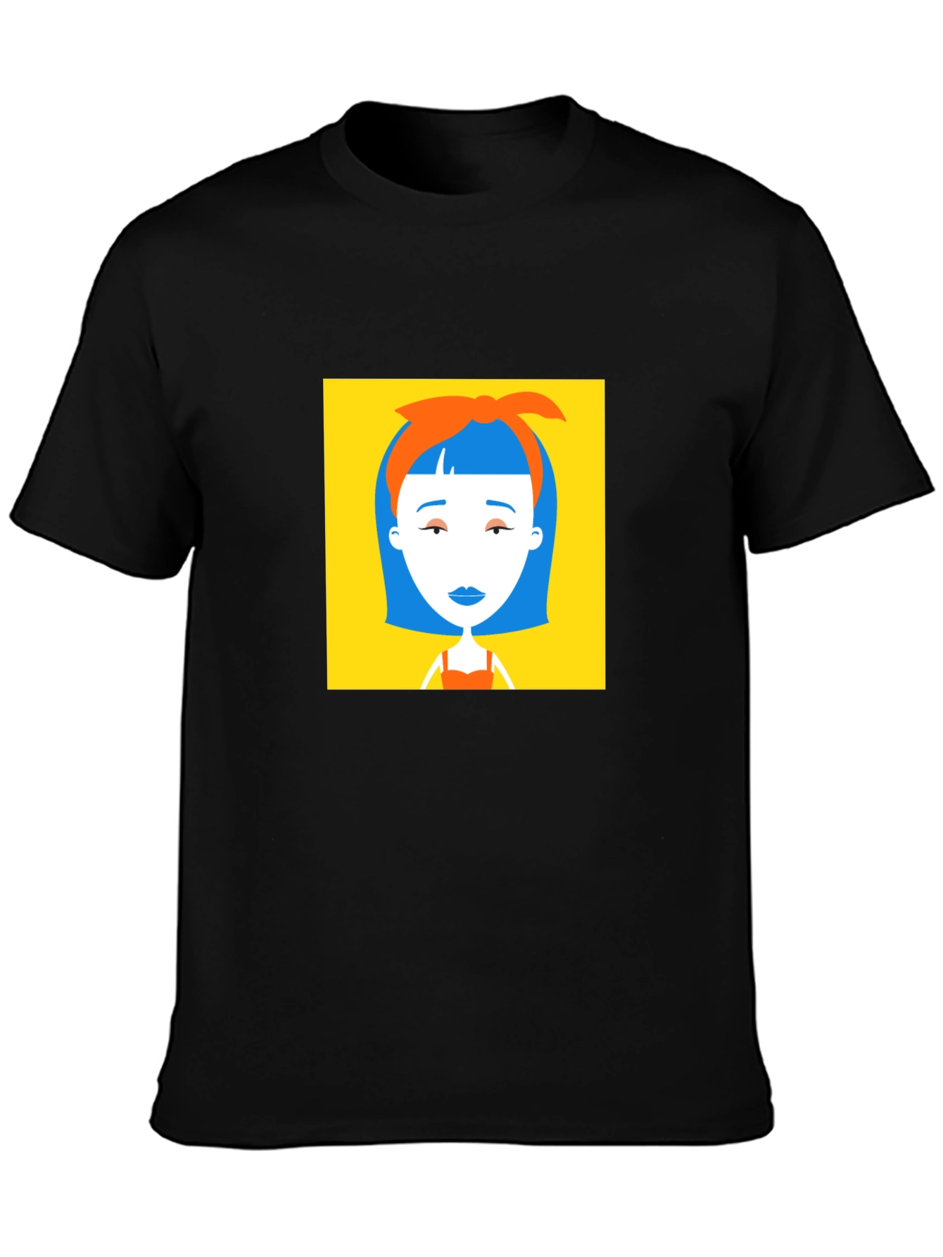 Retro Pop Art Graphic Tee - Black Cotton Blend