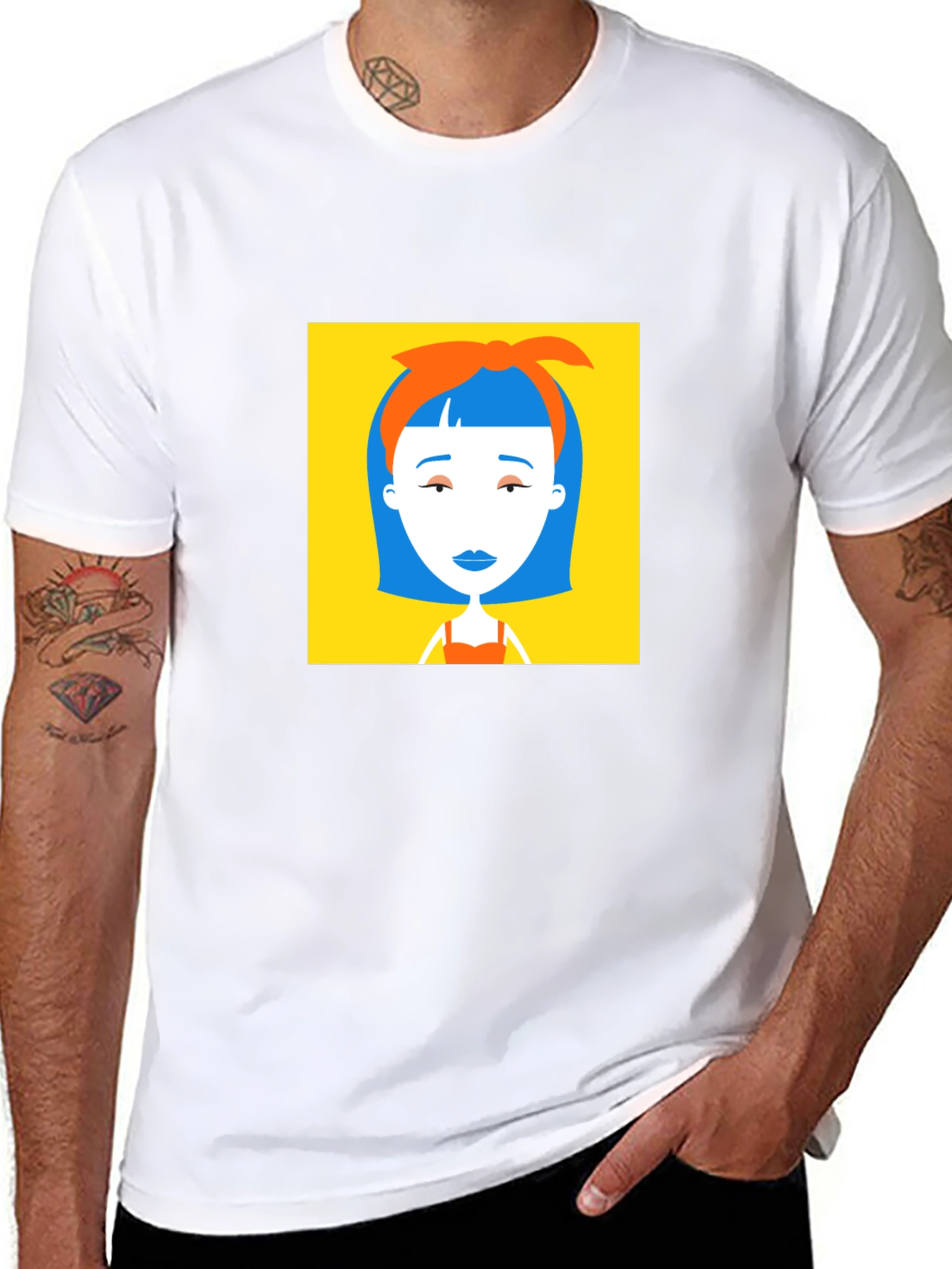 Retro Pop Art Graphic Tee - Black Cotton Blend