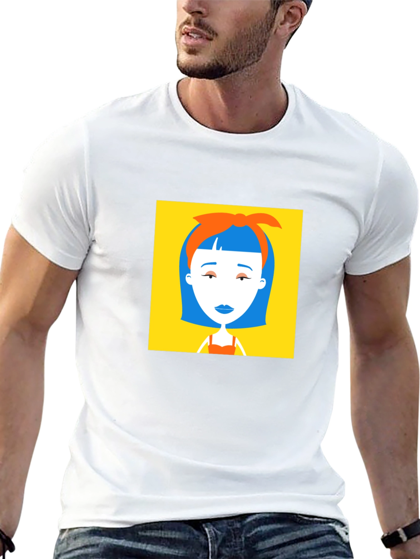 Retro Pop Art Graphic Tee - Black Cotton Blend