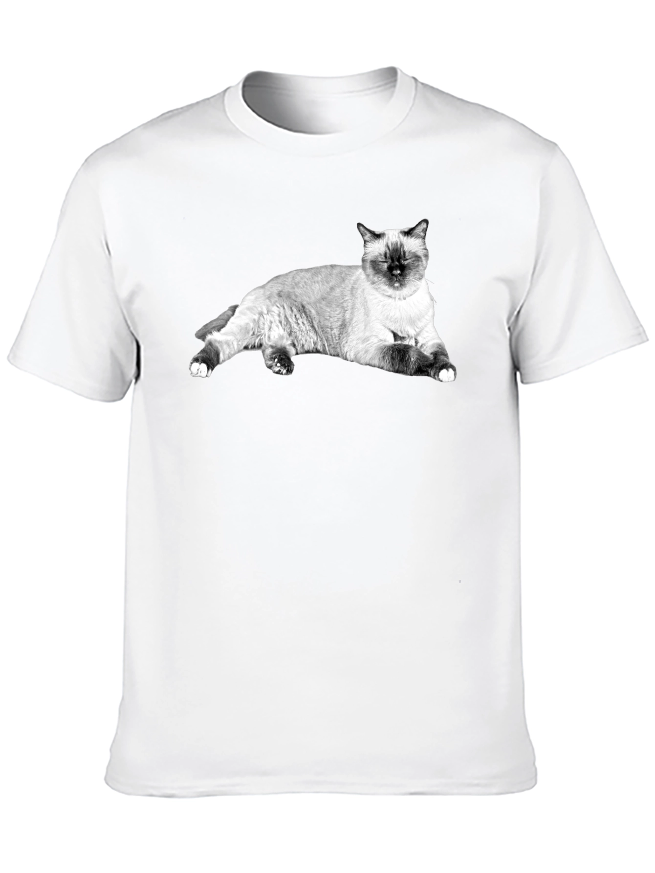 Siamese Cat Print Black T-Shirt