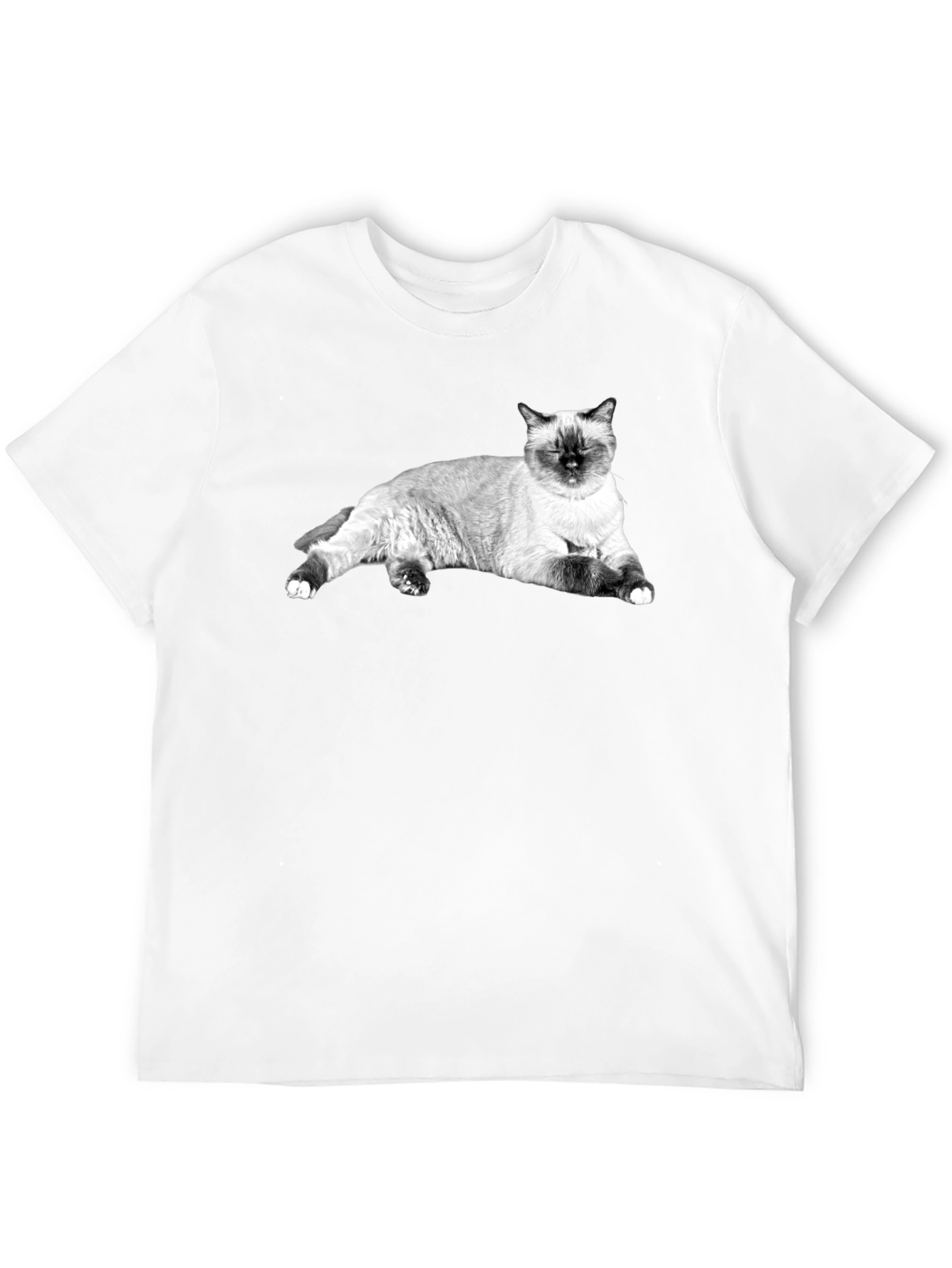 Siamese Cat Print Black T-Shirt