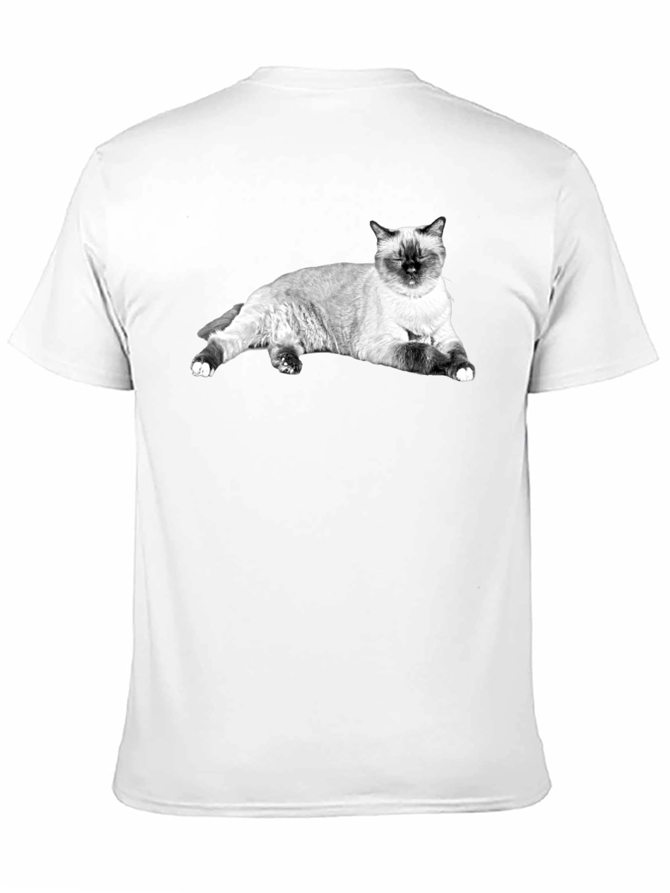 Siamese Cat Print Black T-Shirt