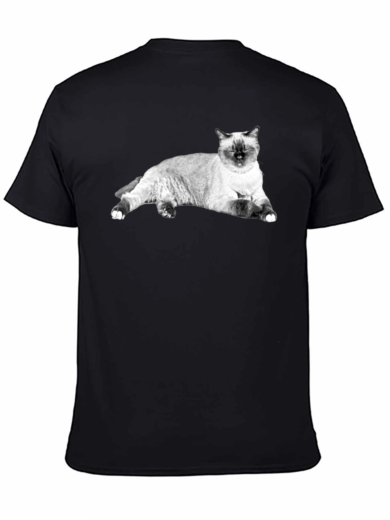 Siamese Cat Print Black T-Shirt