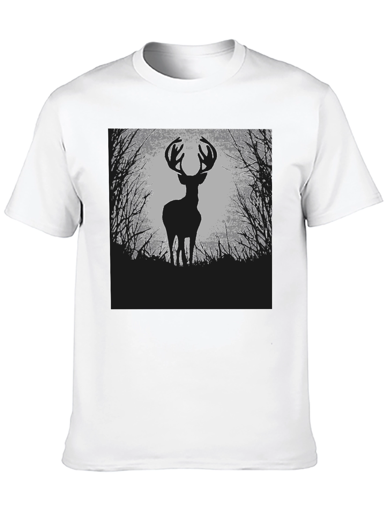 Deer Silhouette Graphic Tee - Black Cotton Blend