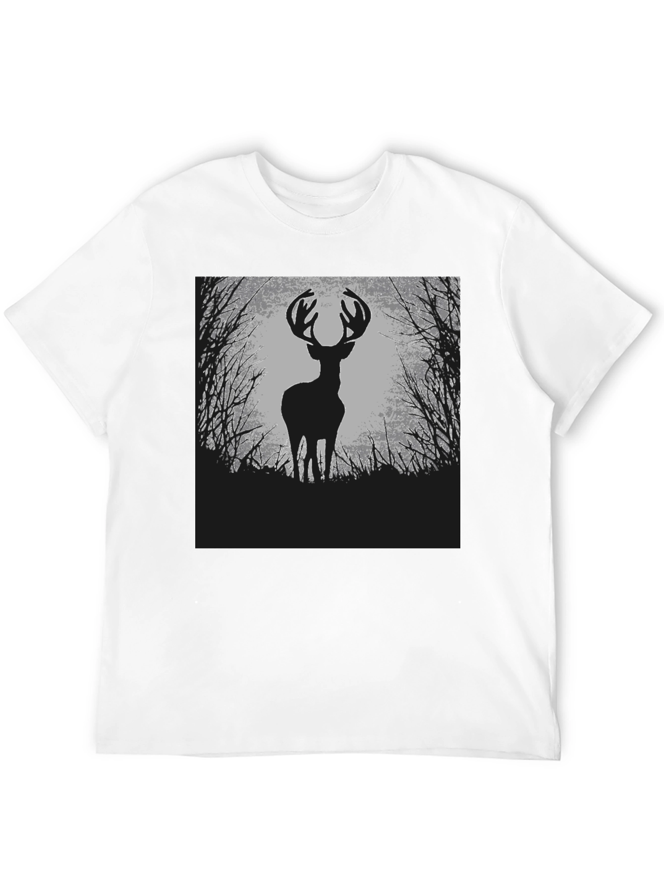 Deer Silhouette Graphic Tee - Black Cotton Blend