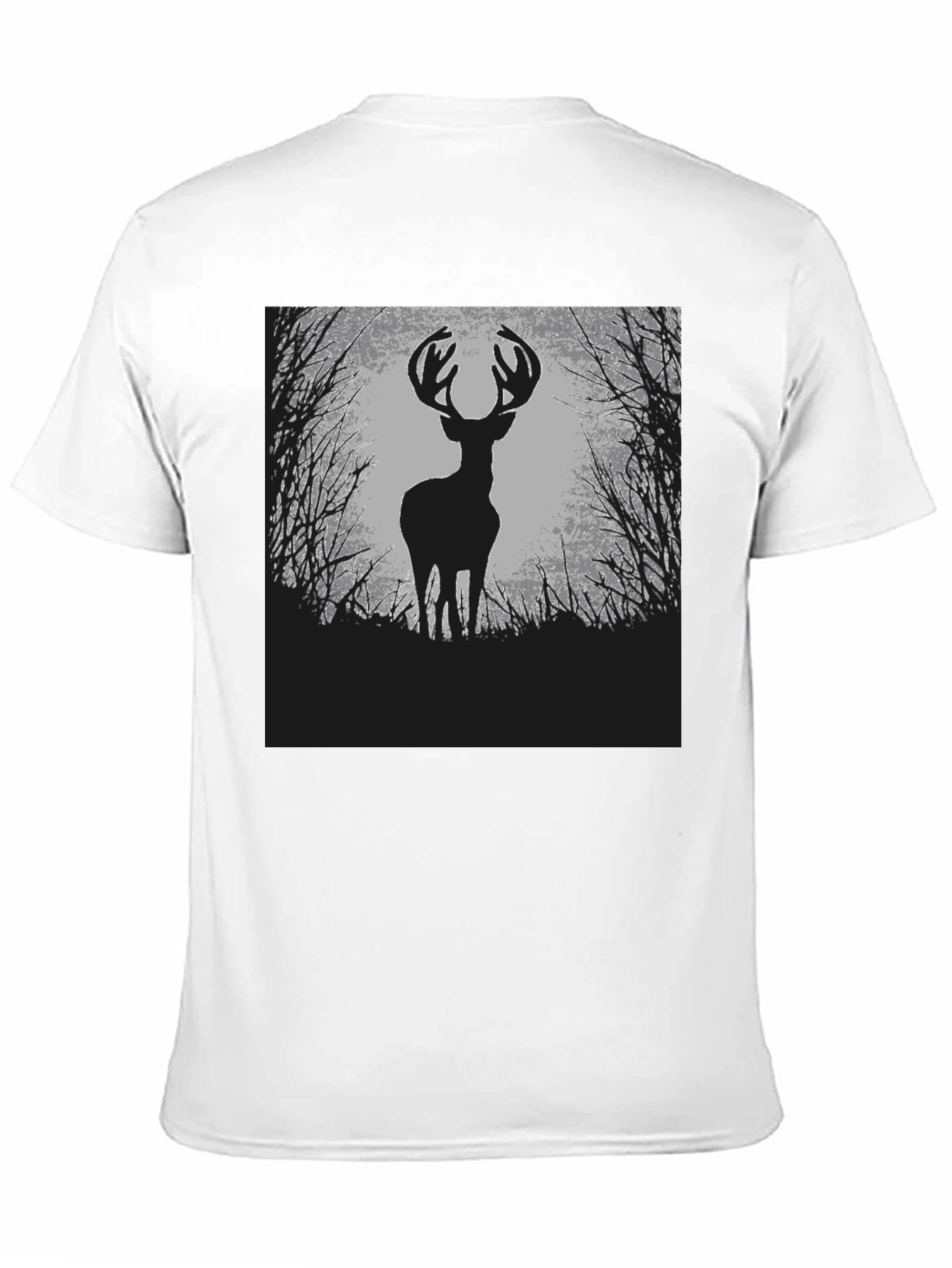 Deer Silhouette Graphic Tee - Black Cotton Blend