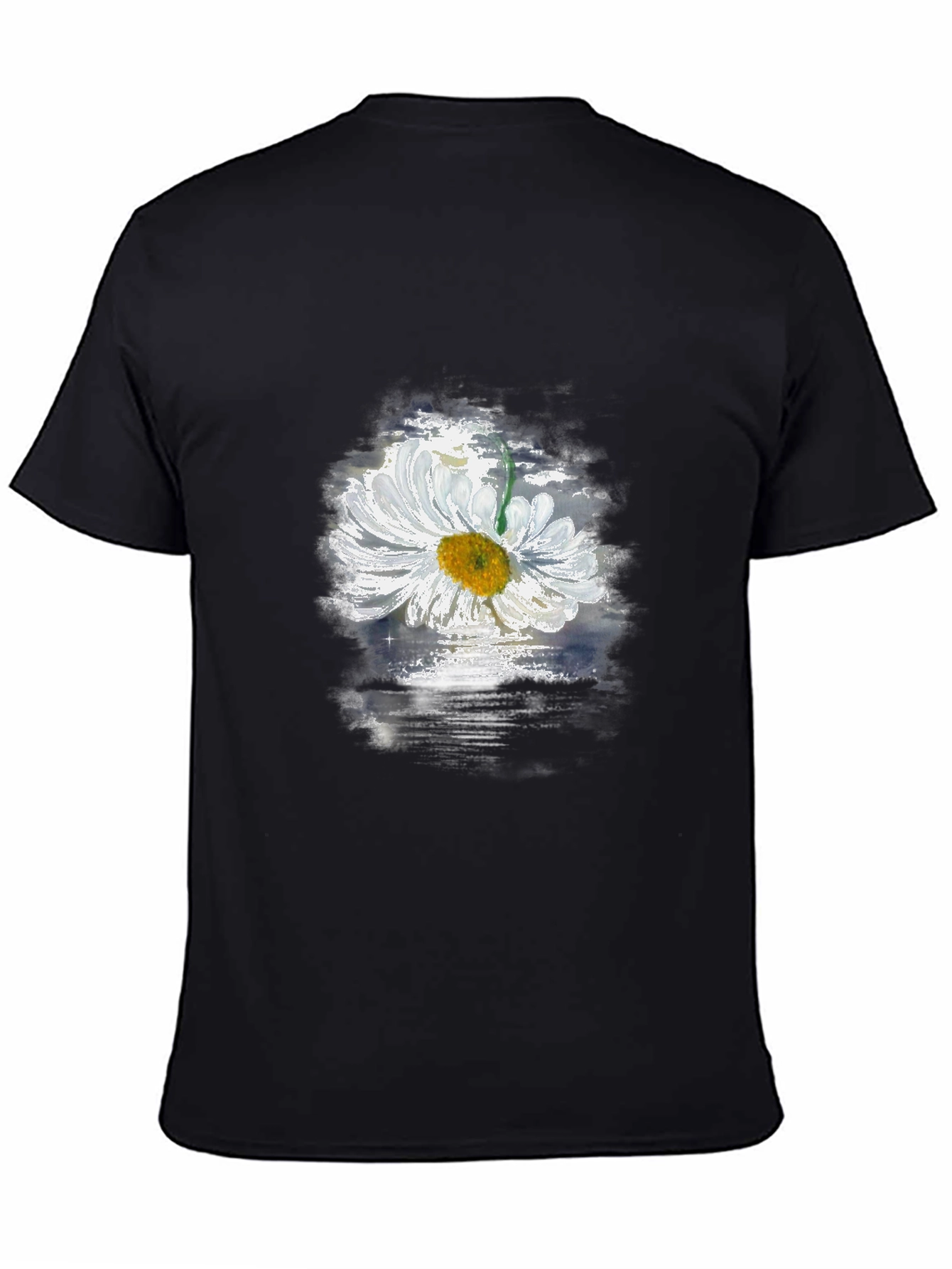 Daisy Flower Graphic Black T-Shirt