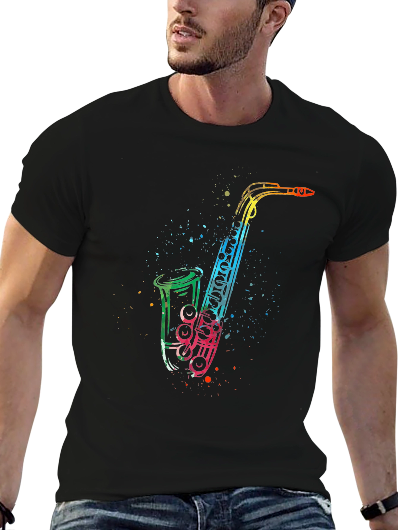 Rainbow Saxophone Graphic T-Shirt