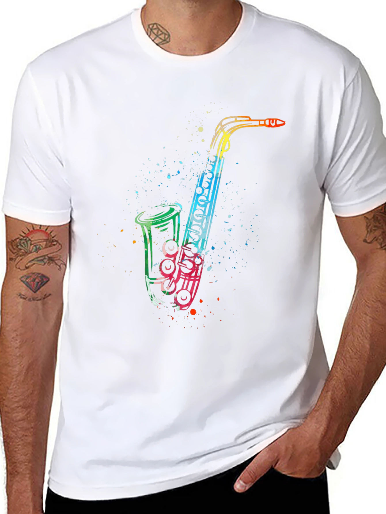 Rainbow Saxophone Graphic T-Shirt