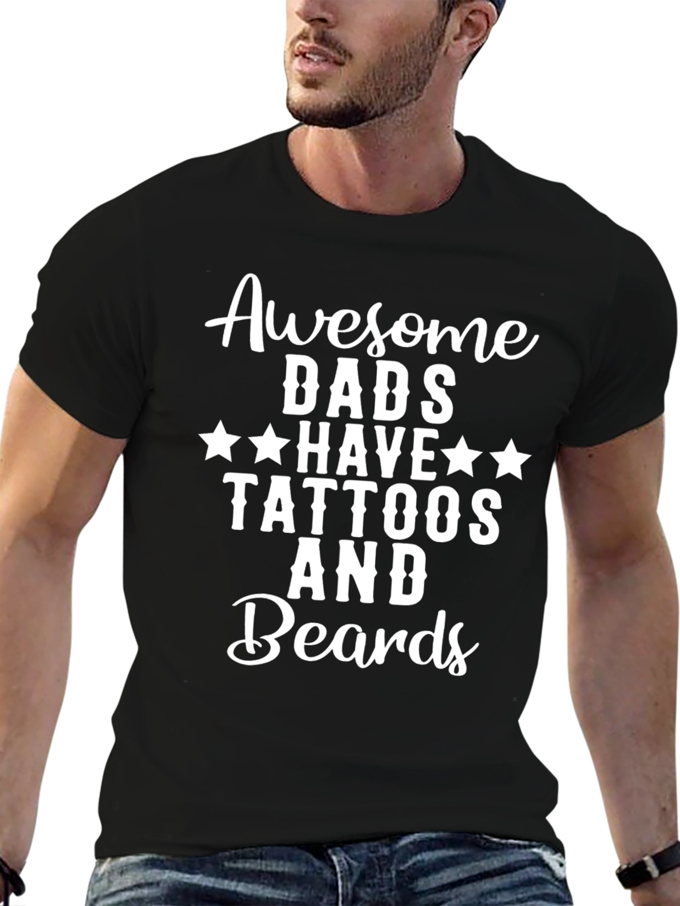 Awesome Dads Tattoos & Beards Graphic T-Shirt