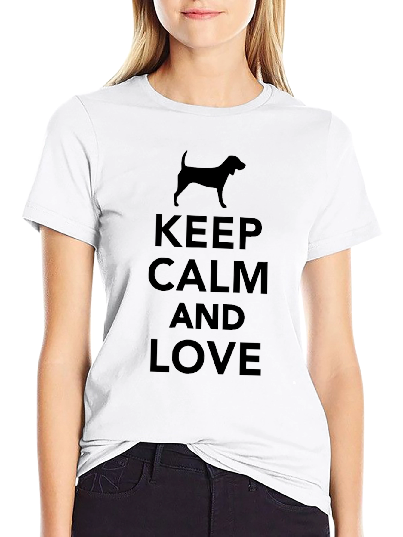 Keep Calm & Love Dog Black Graphic Tee