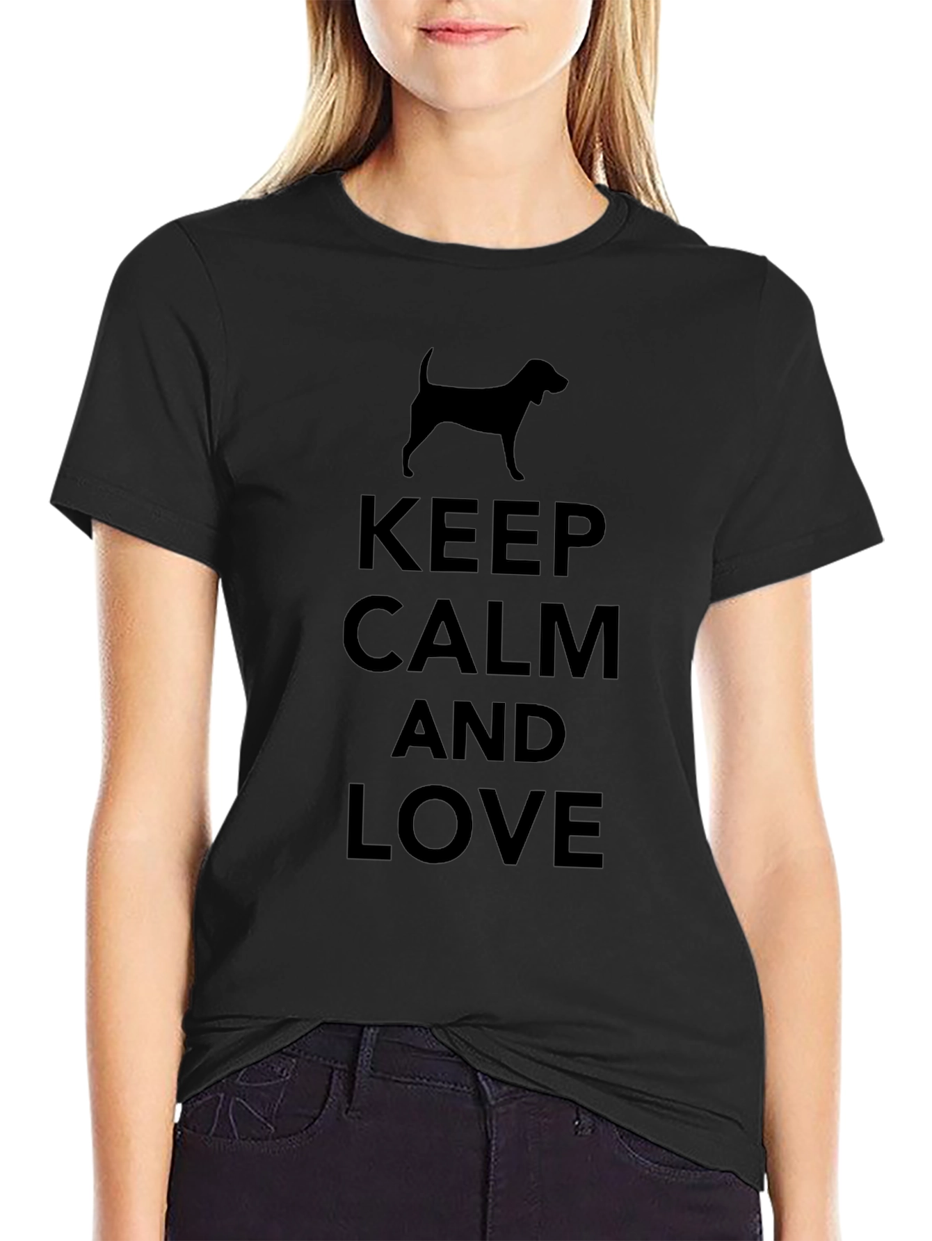 Keep Calm & Love Dog Black Graphic Tee