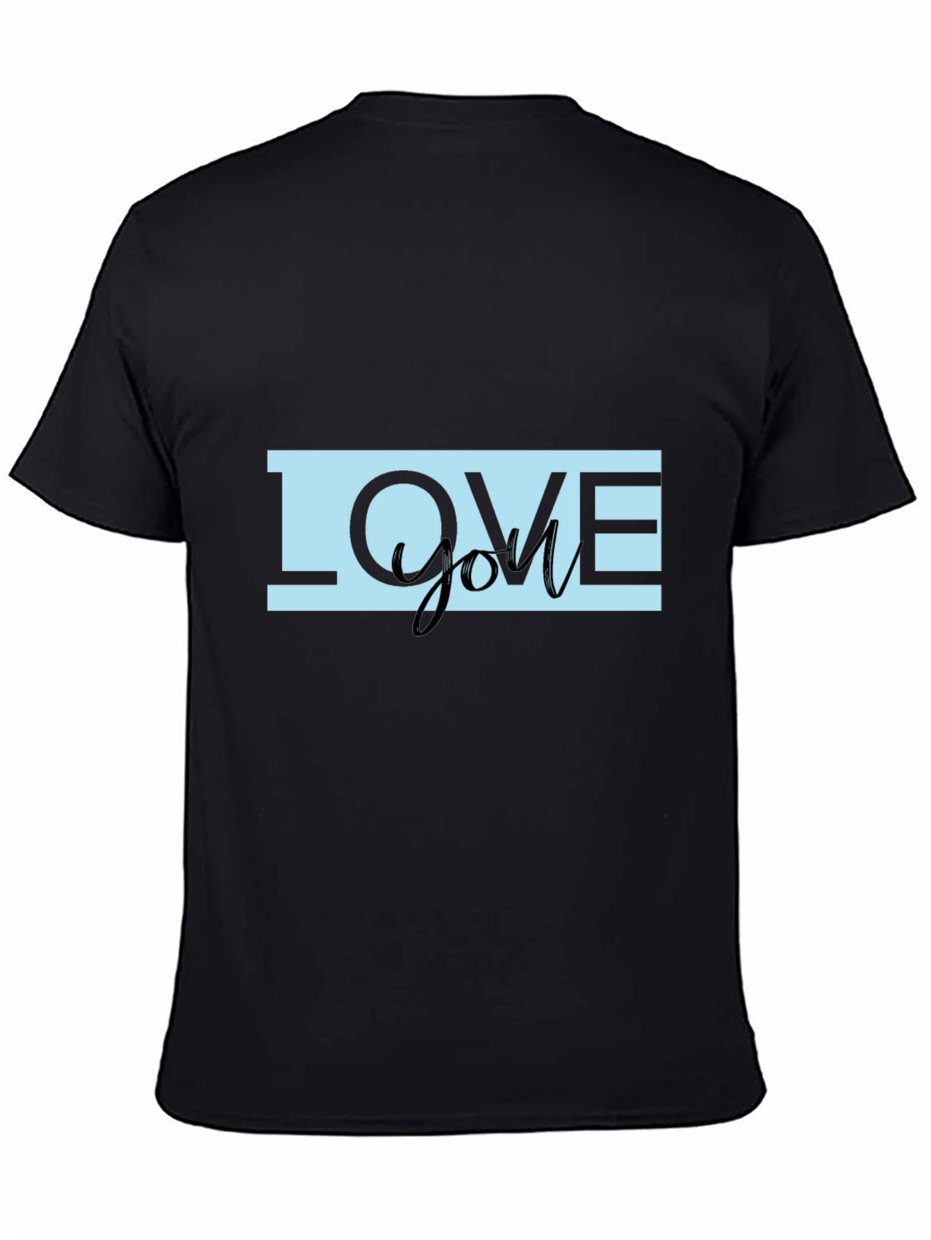 Love You Graphic Print Black T-Shirt