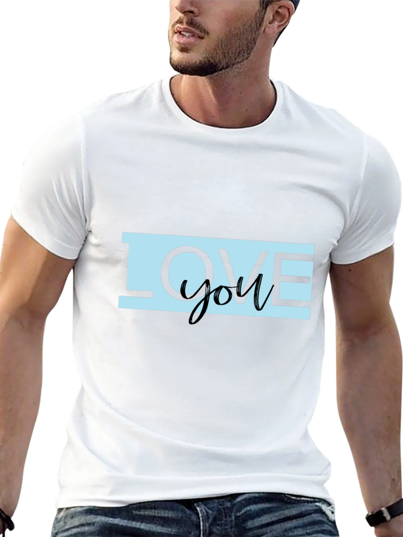 Love You Graphic Print Black T-Shirt
