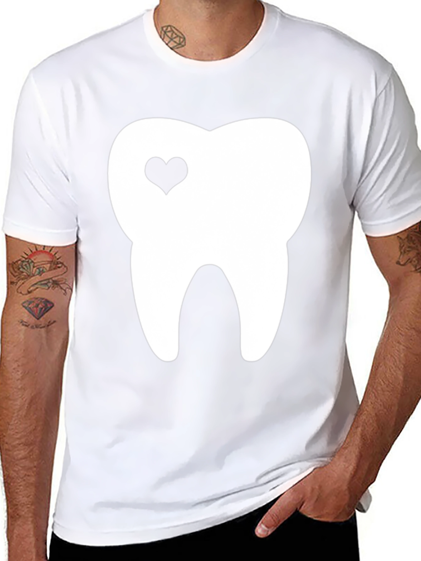 Tooth With Heart Graphic Tee - Black