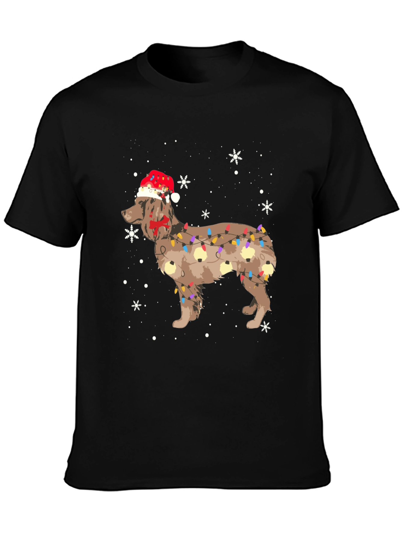 Festive Dog Christmas Lights Graphic Tee