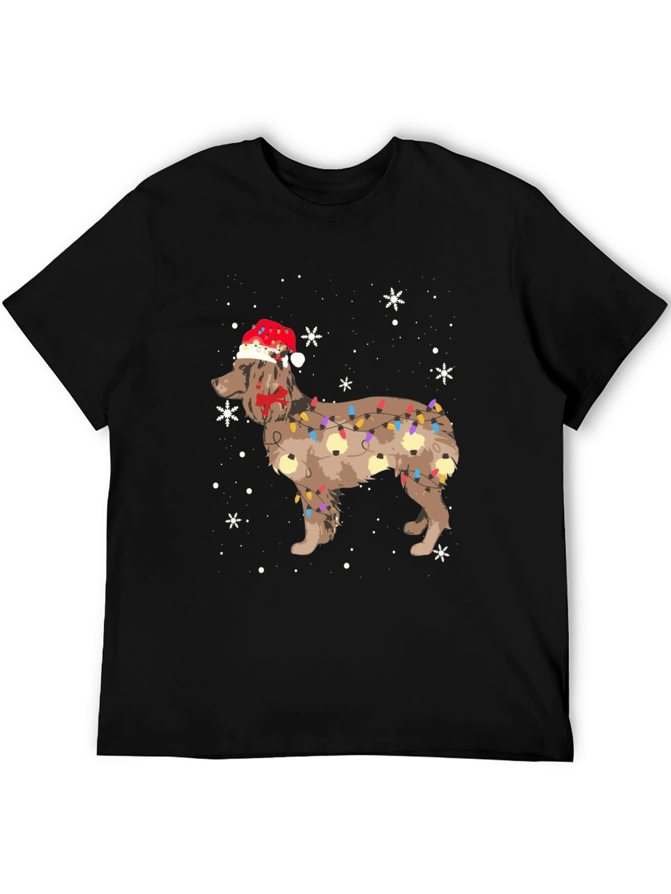 Festive Dog Christmas Lights Graphic Tee