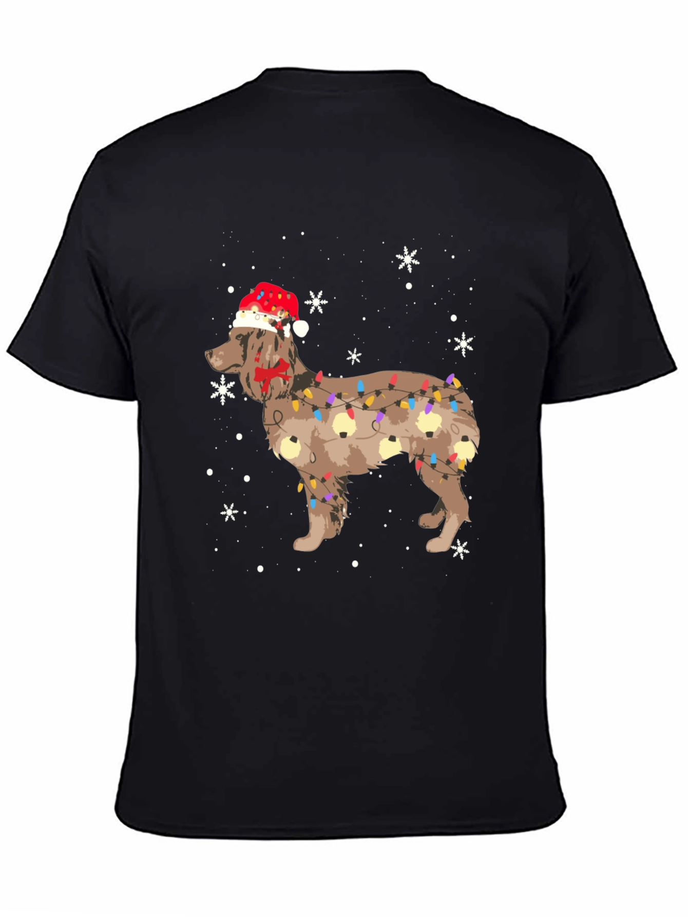 Festive Dog Christmas Lights Graphic Tee