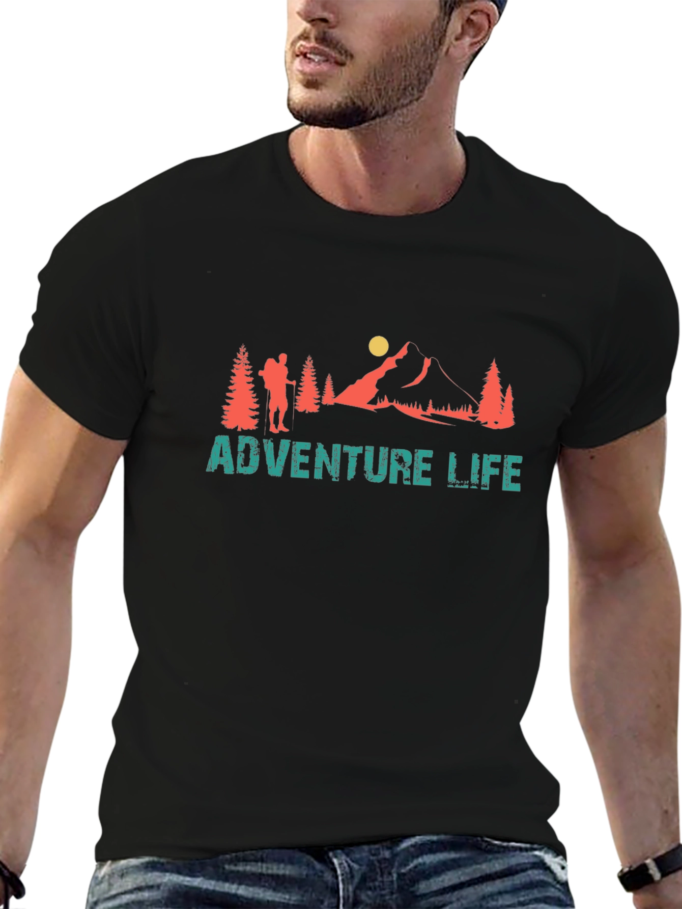 Adventure Life Graphic Tee - Mountain Hiker T-Shirt