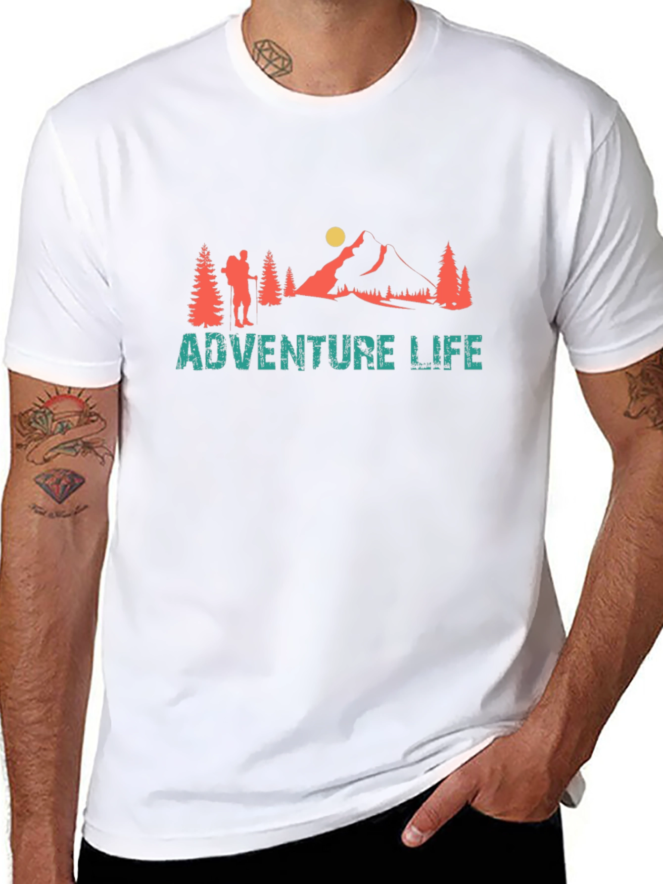 Adventure Life Graphic Tee - Mountain Hiker T-Shirt